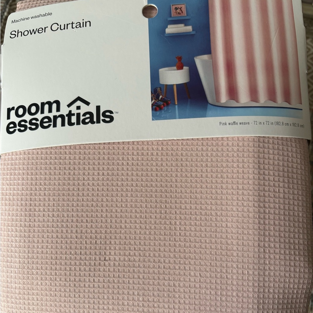 Room Essentials Soft Pink Waffle Shower Curtain
